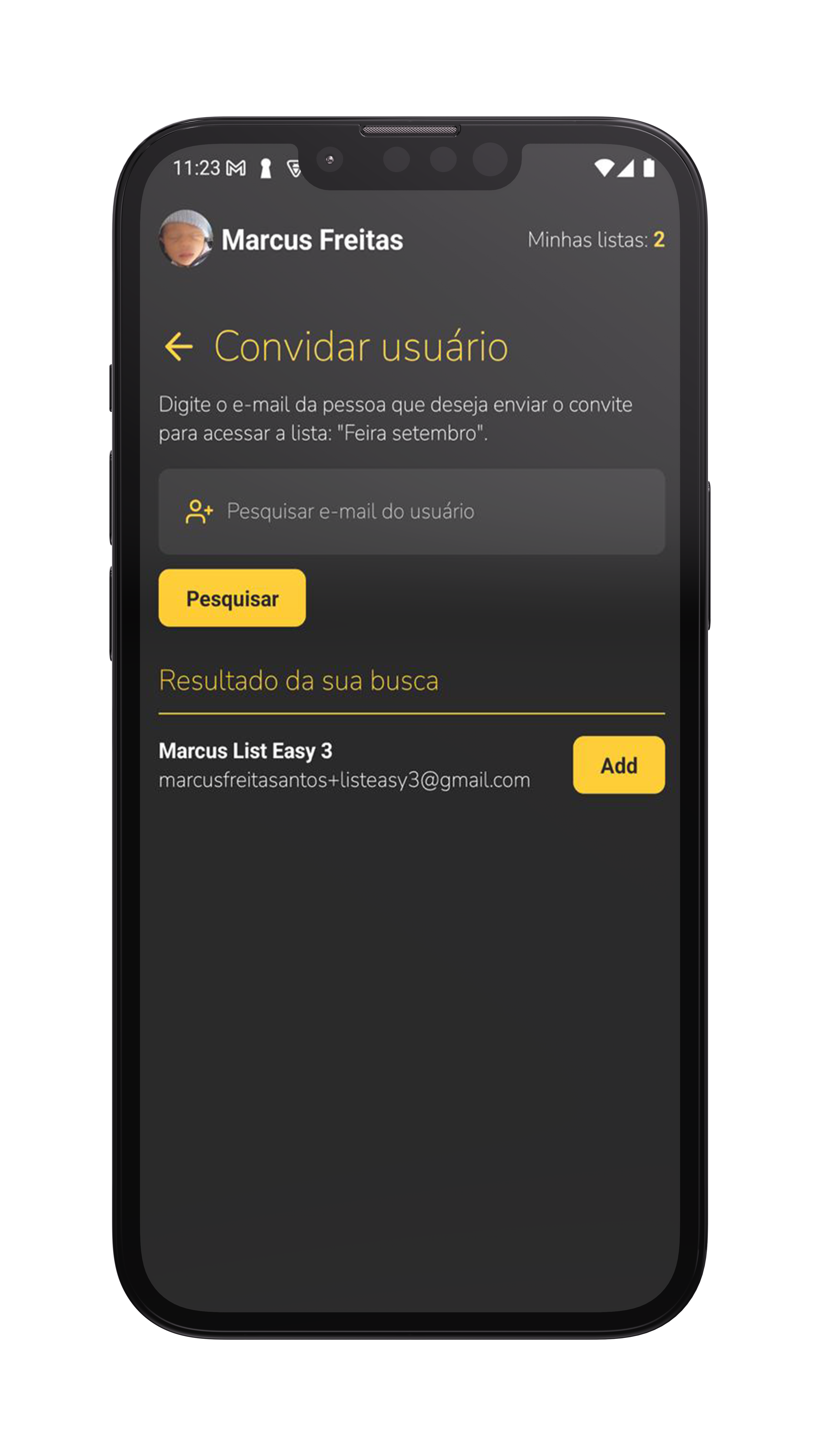 ListEasy app sharing screen